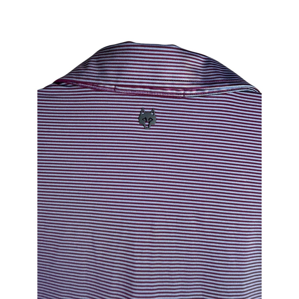 Greyson Polo Shirt Mens XL Purple Stripe Performance Golf Stretch Wolf Logo - Picture 3 of 7